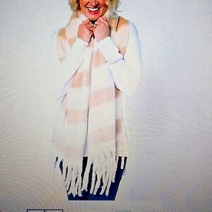 Compliments Cream and White Brushed Plaid Wrap